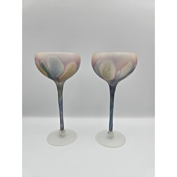 Other - Floral Design Wine Glasses‎ Set of 2 Rueven collection by Nouveau Art
Frosted